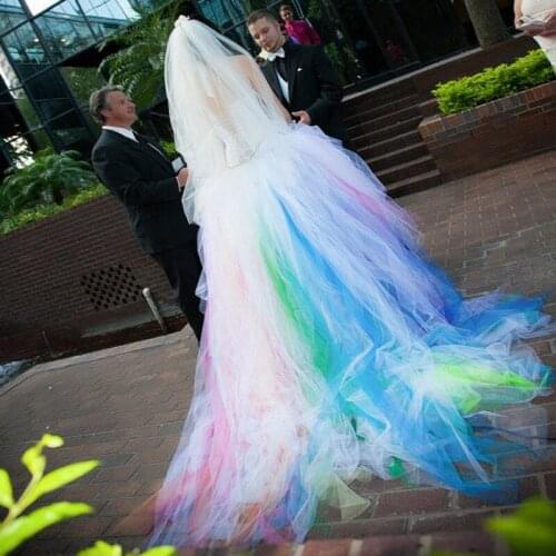 Robe De Mariage Multi Colored Amazing Halter Tulle bridal Ball Gown vestido de noiva Custom party prom 2018 bridesmaid dresses