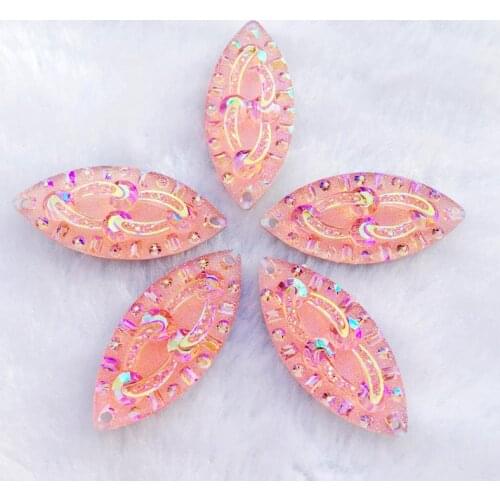 10pcs 15*35mm Horse Eye Flatback Resin Rhinestone Jewelry Findings DIY Supplies High Quality -E924