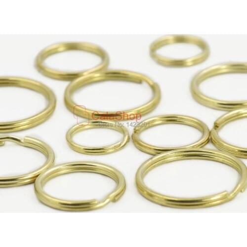 10 Pcs / Lot Brass 20mm 25mm 30mm 32mm 35mm Round Edged Keyring Keychain Split Ring for Clip key