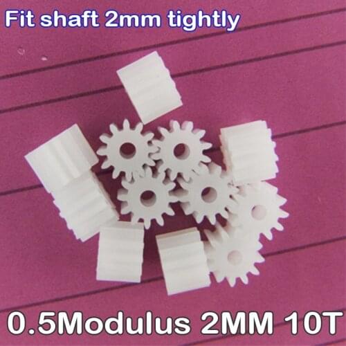 10PCS Plastic Spindle Motor Gear 102A 0.5 Modulus 2MM T=10 10 Teeth DIY Micro Mini DC Electric Motor Model Small Toy Car Boat