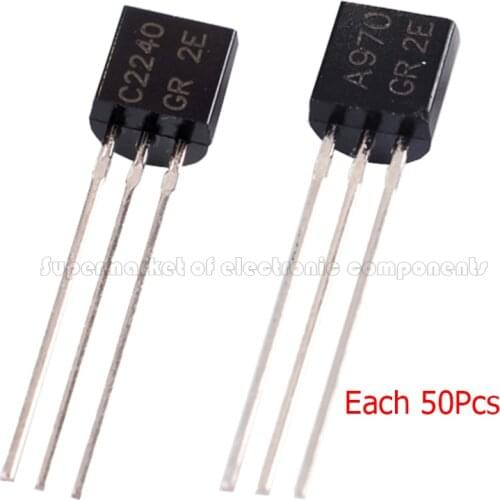100pcs 2SA970 2SC2240 TO92 (50PCS* A970 +50PCS* C2240 ) TO-92 Bipolar Transistors - BJT NPN New And Original