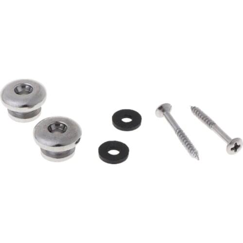 2 Chrome Strap Button Locks Washer Screws Replacement Part For Mandolin Guitar 094C