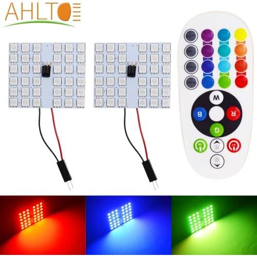 2X T10 5050 12SMD 15SMD 24SMD 36SMD Remote Control RGB Car Leds Panel Interior Auto Light Reading Dome Festoon BA9S Adapter 12V