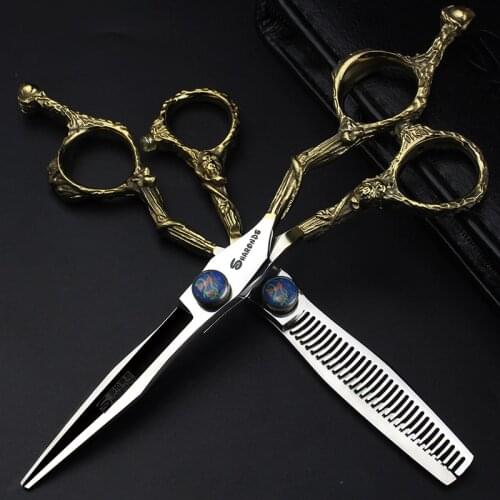 5.5 6 Hair Cutting Scissors 440C Professional Hairdressing Scissor Barber Thinning Hair Scissors Hair Shears Dragon Handle