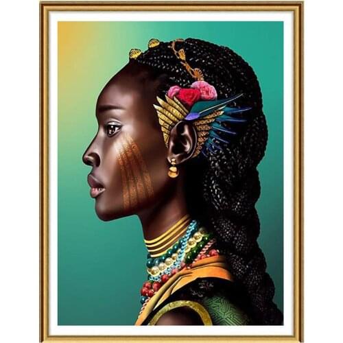 5D Diamond Painting African Woman Full Drill by Number Kits for Kids Adults,Diamond mosaic Art Rhinestone Embroidery Crafts N814