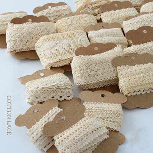 Beige Cotton Thread Embroidered Lace Trim Net Ribbon Fabric DIY Sewing Handmade Craft Material Sofa Dress Home Decor 5Meter/Roll