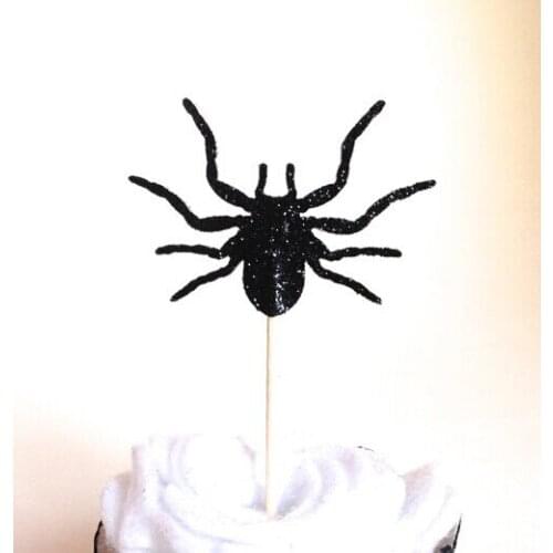 Glitter Spider Halloween Glitter Cupcake Toppers birthday party Wedding Bridal Shower Engagement Hens Night Party food picks