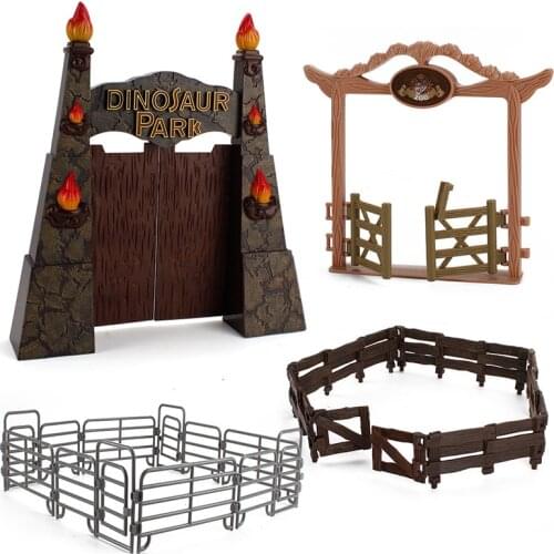 Kids Dinosaur Portal Frame Pretend Play Simulation Farm House Animal Corral Fence Gate For Kids Action Figures Accessories