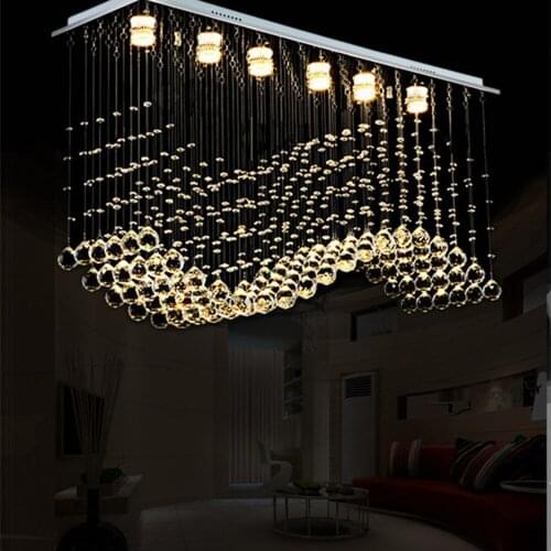 Rain Drop Contemporary Crystal Rectangle Chandelier Crystal Ceiling Light Fixture Staircase chandelier double floor chandelier