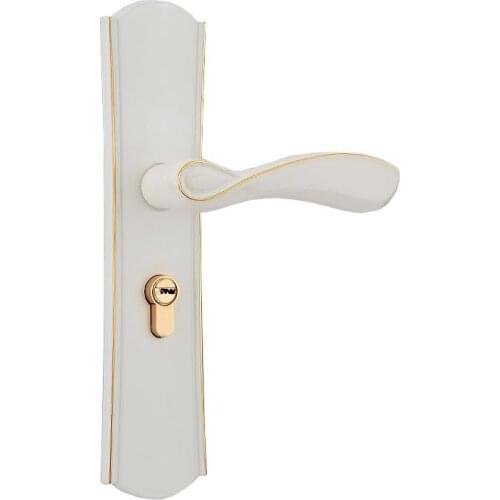 European style French white bedroom door handle lock modern simple solid wood door lock with silent indoor lock
