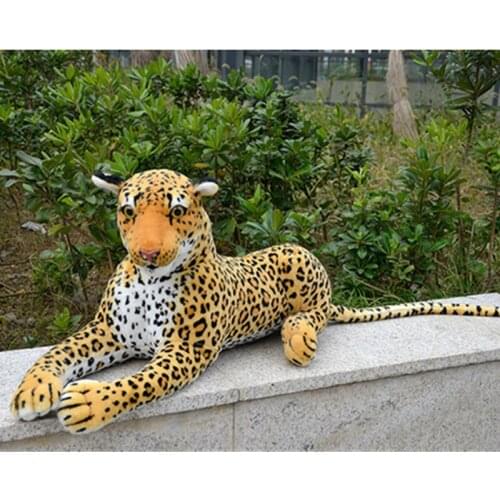 Fancytrader 110cm Cute Stuffed Soft Plush Giant Emulational Animal Leopard Panther Toy Realistic Leopard Model Decoration Toys f