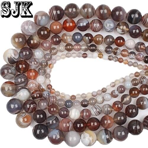 Beads Natural Stone Botswana Sardonyx Agates Smooth Round Loose Beads 6 8 10 12MM 15" Strand Pick Size DIY For Jewelry Making