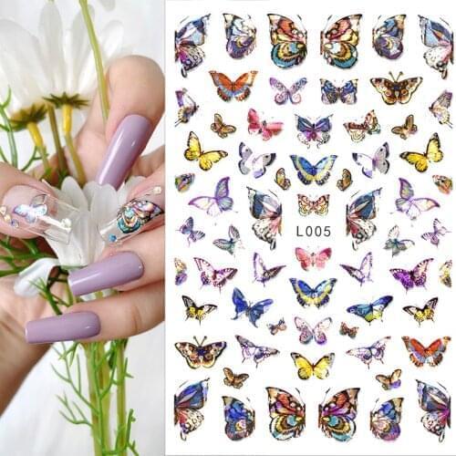 Holographic Butterfly Series Manicure Designs Nail Stickers Multicolor Gradient Foil Nail Art Decoration 3D Stickers for Nails
