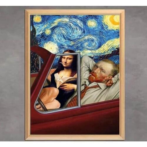 Hot Sale Diamond Painting Funny Mona Lisa Embroidery Rhinestones Mosaic Picture Van Gogh