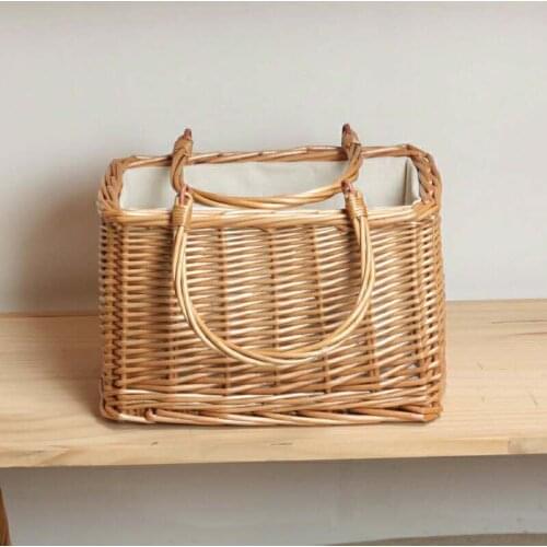 Basket home garden wicker woven desktop cosmetic remote control organize storage flowers decoration picnic Basket