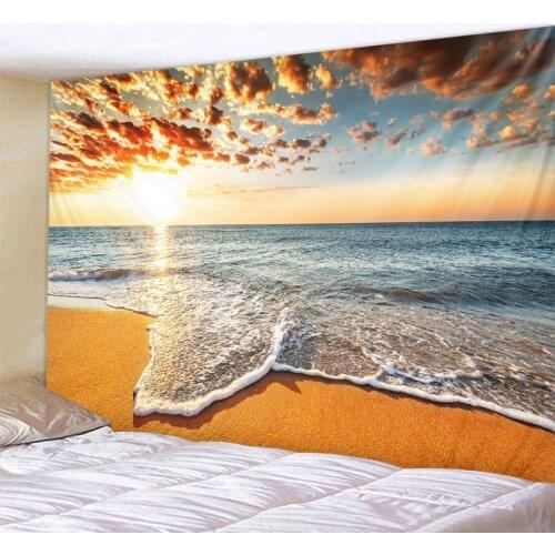 Beautiful beach home decor tapestry sunrise and sunset psychedelic scene wall hanging bohemian hippie sheets beach mat yoga mat