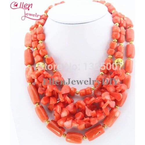 Best Selling Orange Coral Necklace Holiday Party Necklace Nigerian Beads Coral Jewelry Necklace Bridesmaid Gift Bridal Jewelry