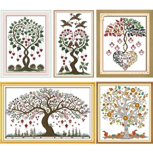 Joy Sunday Cross Stitch Kit The Tree of Love Counted Stamped Printed 11&14CT Craft Embroidery Needlework Handmade Decoration Set