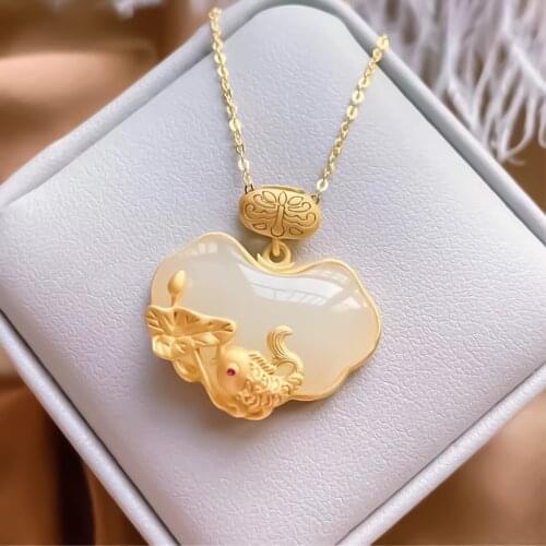 Heart Pendant Necklace Little Fish Play Lotus Leaf Female Chain Necklaces For Women Choker Neck Jewelry Bridesmaid Gift