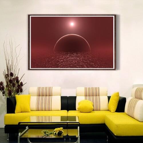 Alien Planet Ocean Sunlight Poster Canvas Print Painting Wall Art Living Room Home Decoration