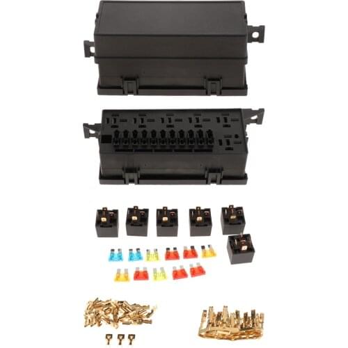 Plastic 11-Way Car Fuse Holder Relay Box W/Terminals Relays Waterproof Connector