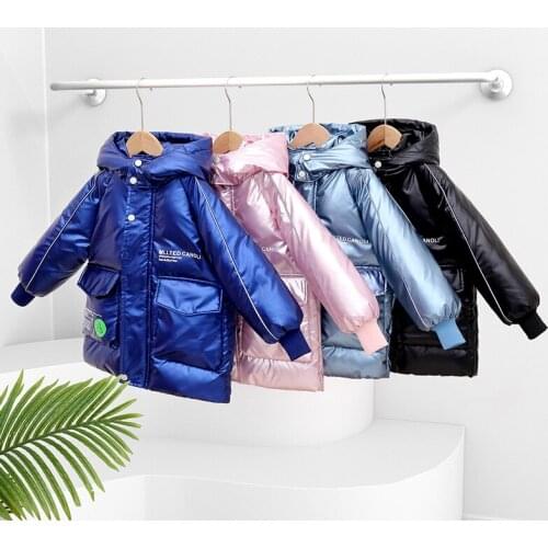 Childrens down jacket 2021 Fashion Glossy letters kids down cotton padded clothes Snowsuit boys girls winter boys hooded coat