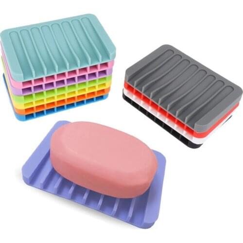 Silicone Soap Holder Flexible Soap Dish Plate Holder Tray Soap Box Container
