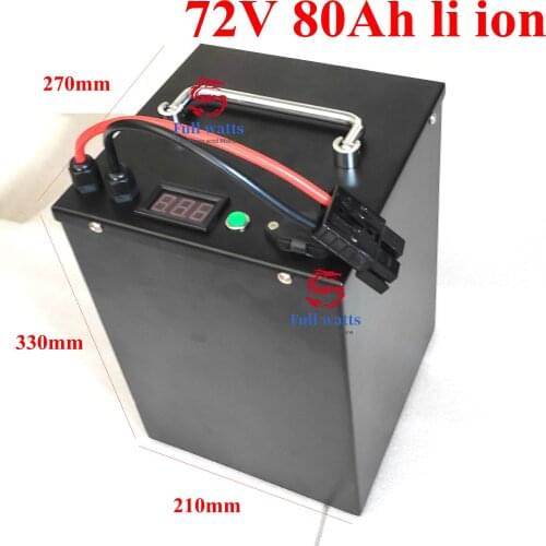 Waterproof 72v 80Ah lithium ion battery li-ion BMS for 6000w 7000w bakfiet bike tricycle Forklift Motocycle EV +10A charger