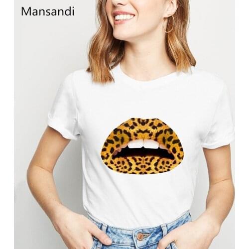 I Love Sexy Leopard Lips Illustration T Shirt women Lgbt Gay Love Lesbian tshirt femme Pretty Lipstick Cheetah Makeup t-shirt