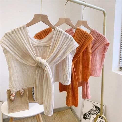 Ladies Solid Color Shawls for Women Knitted Fake Collars Scarf Flase Collar Shirt Thin Detachable Collar Clothing Accessories