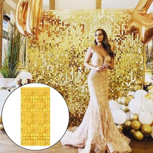 1*2m Shiny Square Rain Silk Curtain Birthday Party Wedding Valentines Day Banquet Background Wall Layout Decoration