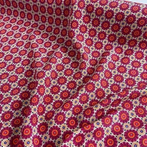 1 Meter Vintage Heavy Silk Shirt Cheongsam Fabric Dress Fabric 28 MM Stretch Heavy Crepe Nostalgic Retro Pop Circle