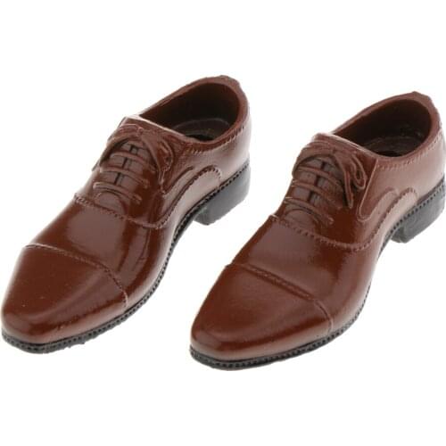 1 Pair of Doll Shoes Mens Shoes PU Leather Shoes for 12 '' Action Figure Dolls