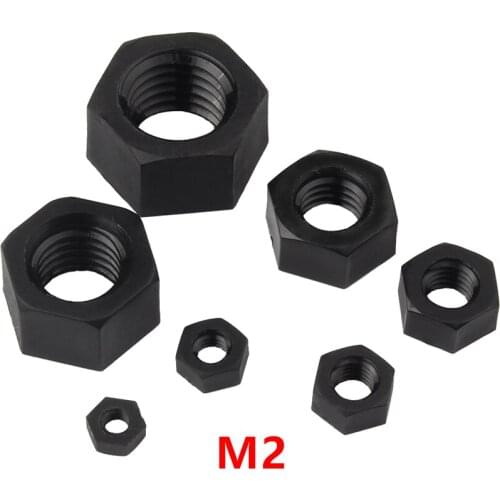 1000pcs M2 Black Nylon Hex Nut Hexagon Plastic Nuts NL66