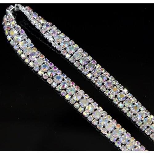 AB color 9mm*1yard Resin Rhinestone chain Ribbon Trimming Wedding Decoration for sewing accessories Belt drilling bar code