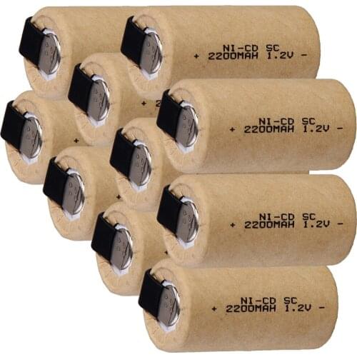10 pcs SC battery 1.2v 2200mah nicd SUBC batteries replacement for power tools for electric screwdrivers for drills