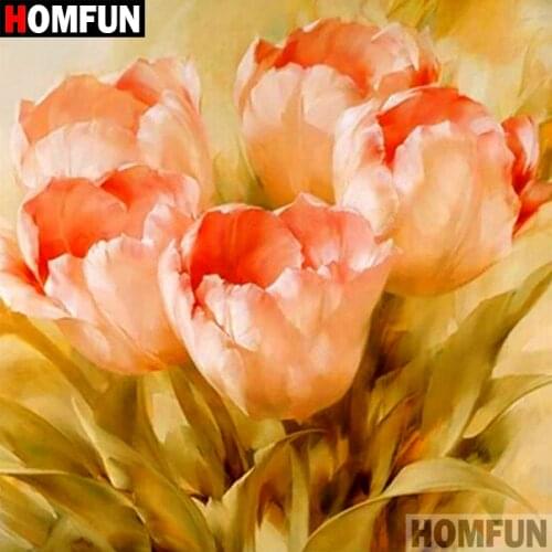 HOMFUN Full Square/Round Drill 5D DIY Diamond Painting "Pink flower" 3D Embroidery Cross Stitch 5D Home Decor Gift A09263