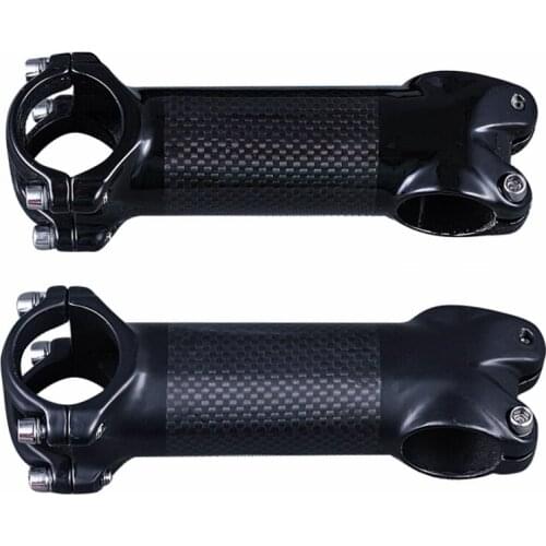 Mountain Road Bike Parts Aluminum + 3K Carbon Bicycle Stem Handlebar Clamp 31.8mm Length 60mm/70mm/80mm/90mm/100mm/110mm/120mm