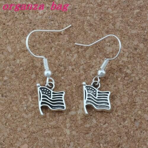 American flag Earrings Fish Ear Hook 30pairs/lot Zinc alloy Chandelier Jewelry 9.5x29mm A-246e
