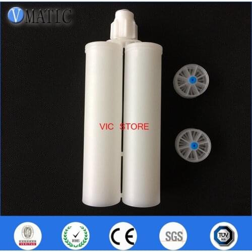 Free Shipping 400ml/cc Dual Epoxy Cartridge 1:1 W/ Pistons Cap And 1 Piece Of Static Mixer Nozzle MC10-18