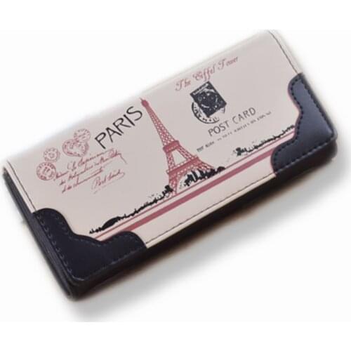 BOTUSI 2019 New Fashion Wallets Female Pu Leather Zipper Card Holders Bifold Cash Pocket Girl Money Purses Female Wallets PARIS