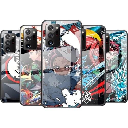 Tempered Glass Cover Anime Demon Slayer For Samsung Galaxy S21 Ultra Plus 5G M51 M31 M21 Shockproof Capa Phone Case