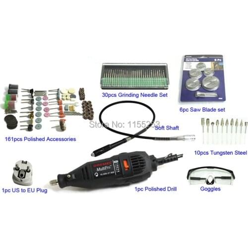 DREMEL MultiPro Drill + Carving Grinding & Polishing Accessories,Tungsten Steel Grinding Wool Polishing Top-level 161pcs Kits