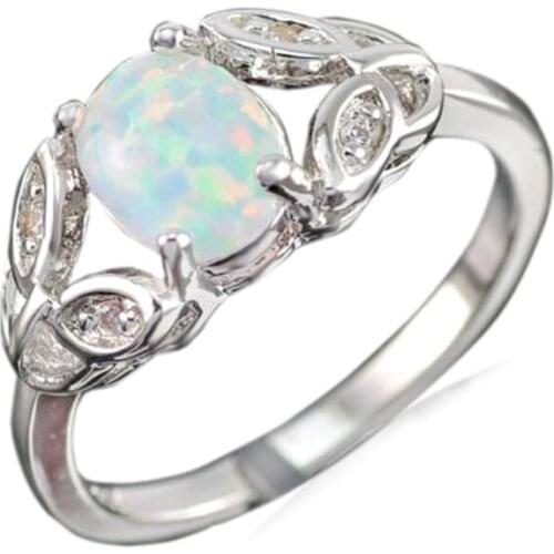 Hot Sale White Fire Opal Fashion Jewelry Silver Plated Ring OR819