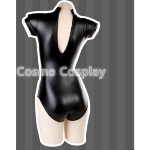 Cos Anime Cosplay Costume Bikini Swimwear Swimsuit Sukumizu Leather Cute Sexy Coat Monokini Black Clothes Lotion-milk