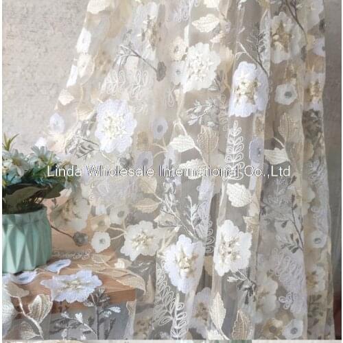 Leaves Flowers Sequins Lace Fabric,Embroidery Sequin Wedding Dress Cloth Accessories,patchwork cloth