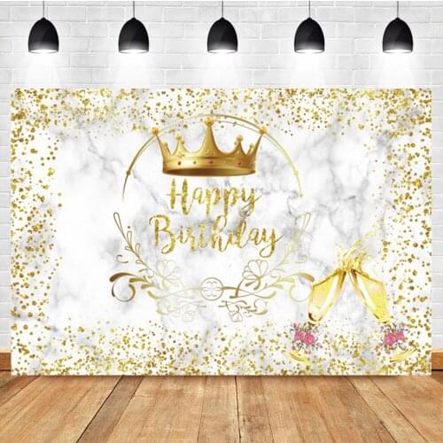 Laeacco Marble Gold Crown Polka Dot Birthday Party Portrait Custom Backdrop Photographic Photo Background For Photo Studio