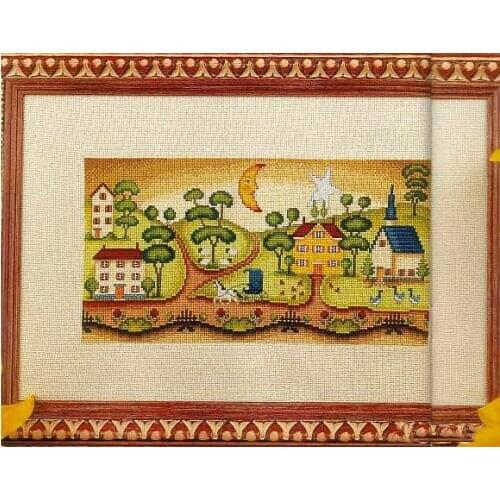 Linen fabric Countryside DIY Craft Stich Cross Stitch Cotton Fabric Needlework Embroidery Crafts Counted Cross-Stitching Kit