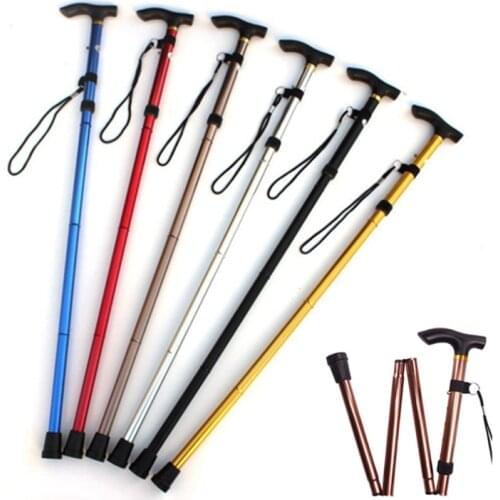 Scalable Walking Stick Hiking Trekking Poles Trail Ultralight 4 Section Adjustable Canes Aluminum Alloy Folding Walking Sticks