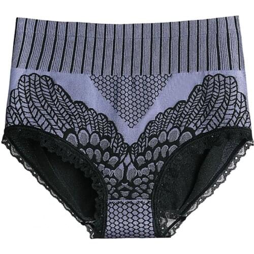 Menstrual Briefs Leak Proof Incontinence Underwear Briefs Women Flower Print Seamless Nylon Stretchy Tummy Control Panties